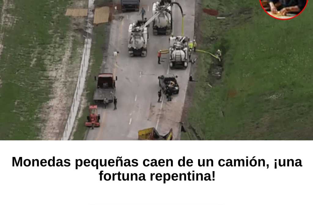 Monedas pequeñas caen de un camión, ¡una fortuna repentina!