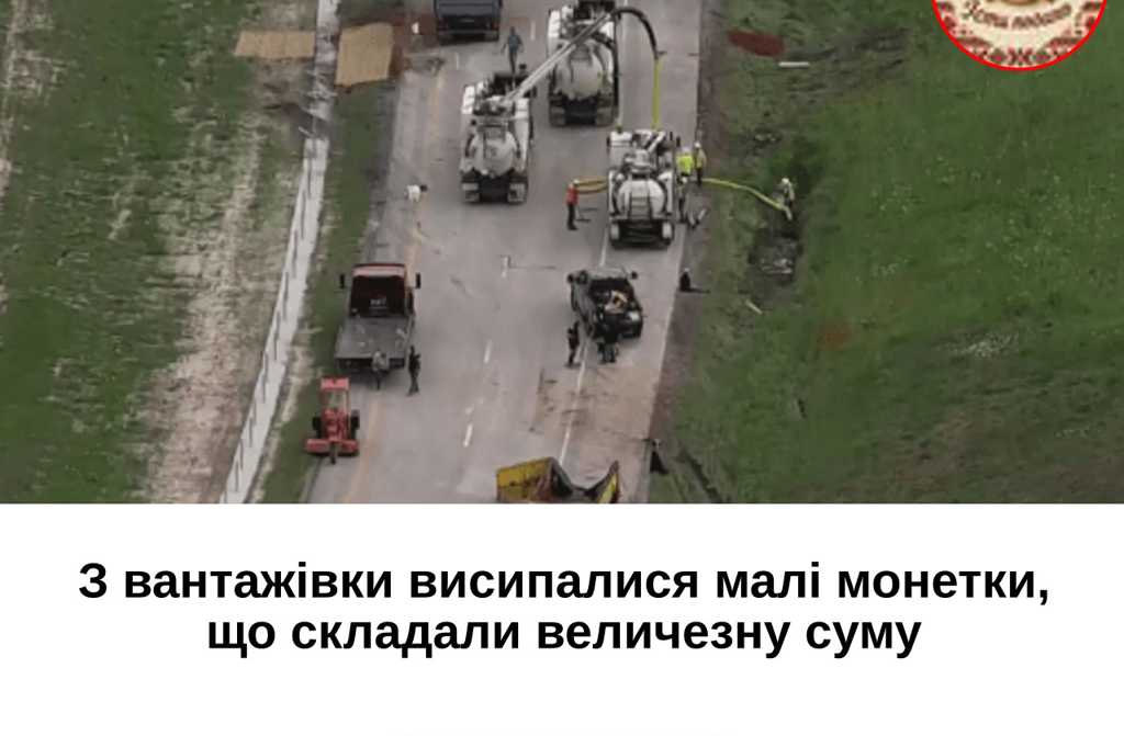 З вантажівки висипалися малі монетки, що складали величезну суму
