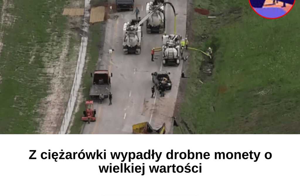 Z ciężarówki wypadły drobne monety o wielkiej wartości