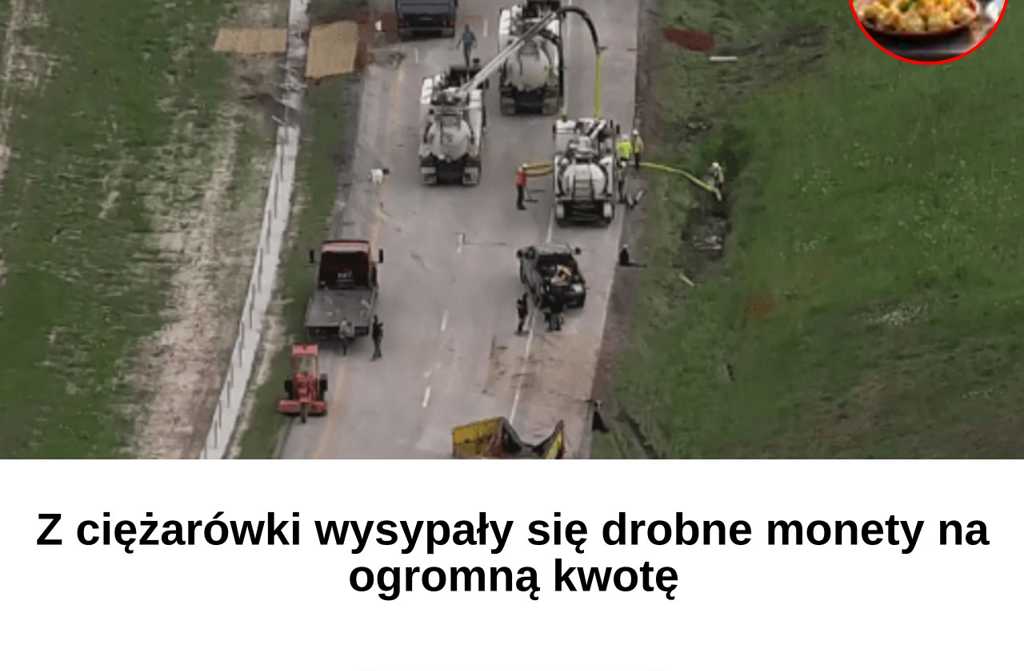 Z ciężarówki wysypały się drobne monety na ogromną kwotę