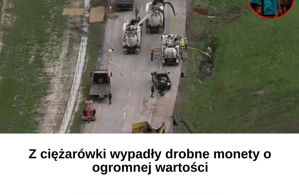 Z ciężarówki wypadły drobne monety o ogromnej wartości