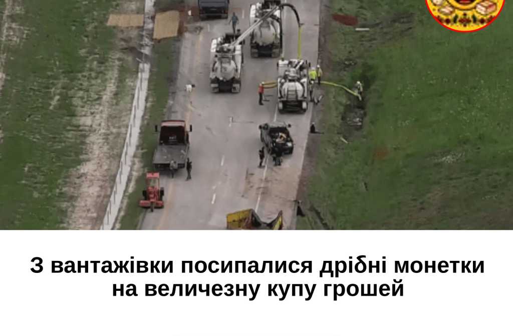 З вантажівки посипалися дрібні монетки на величезну купу грошей