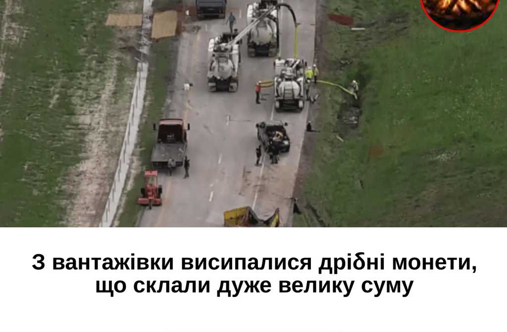 З вантажівки висипалися дрібні монети, що склали дуже велику суму