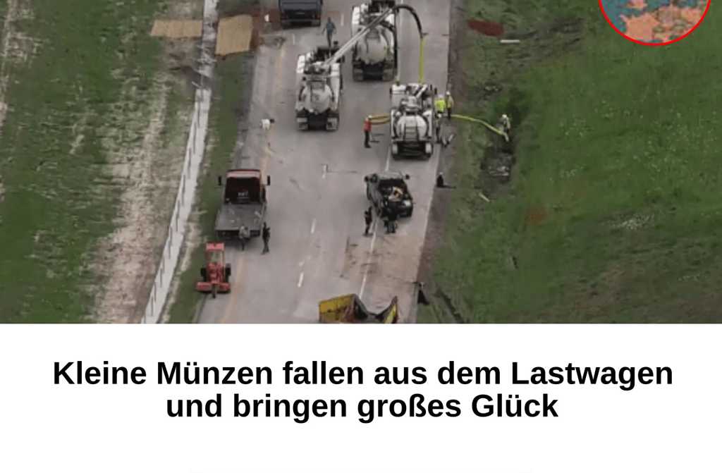 Kleine Münzen fallen aus dem Lastwagen und bringen großes Glück