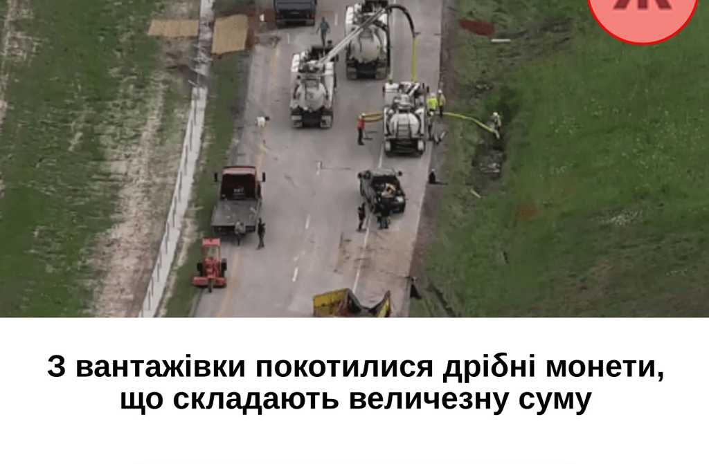 З вантажівки покотилися дрібні монети, що складають величезну суму